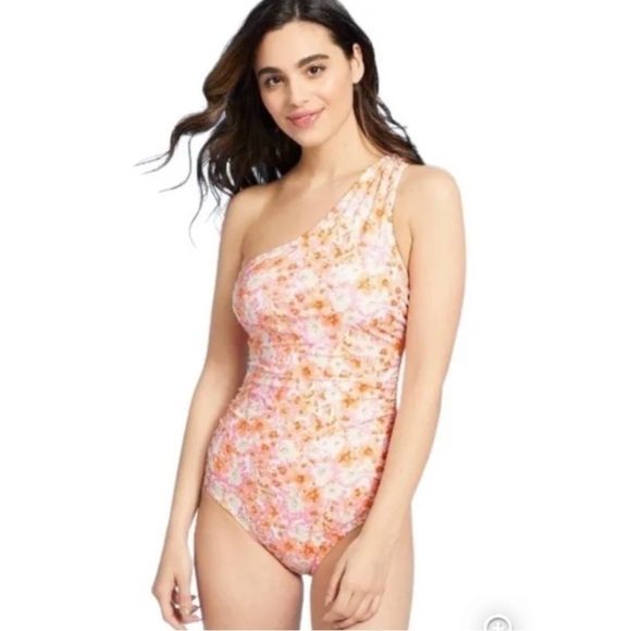 Kona sole peachy floral one shoulder swimsuit - Picture 2 of 12